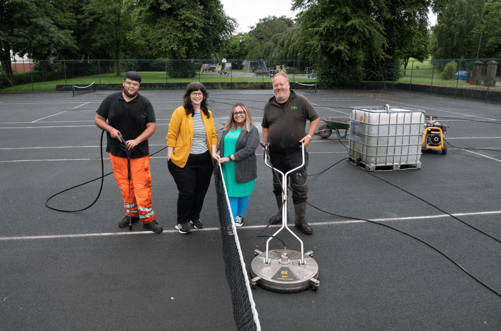 Work underway at Brodie Park as tennis court investment begins in&nbsp;Renfrewshire