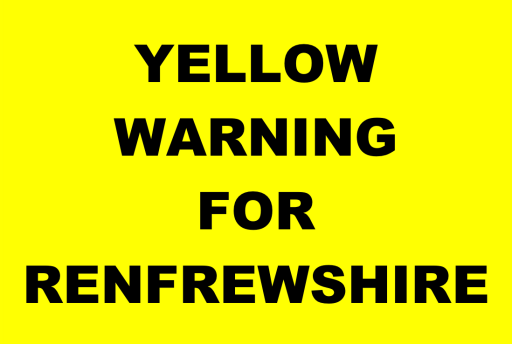Yellow Weather Warning for&nbsp;Renfrewshire