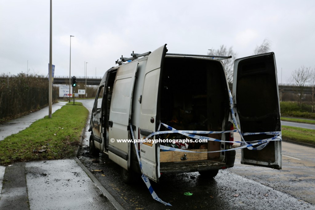 Burnt-Out Renault Master Closed The A726 Near St James Interchange&nbsp;Earlier