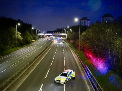 Police officer rushed to hospital after being struck by police car on M8 slip road