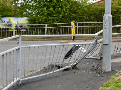 Car Crashes Into Barrier at Hawkhead Roundabout