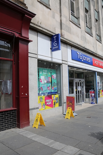 Paisley High Street Post Office and TG Hughes with the window smashed