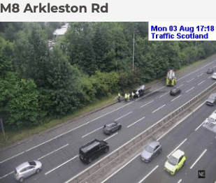Vehicle Fire Causes Delays on M8 Eastbound at Arkleston