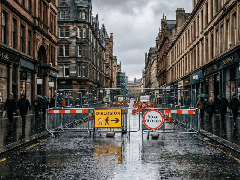 Two Glasgow city-centre road closures in place today after&nbsp;crash