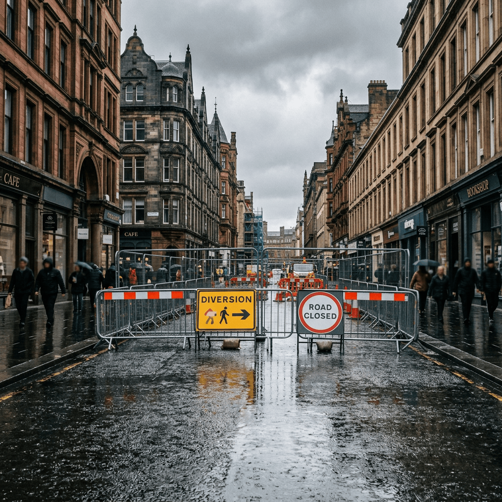 Two Glasgow city-centre road closures in place today after crash
