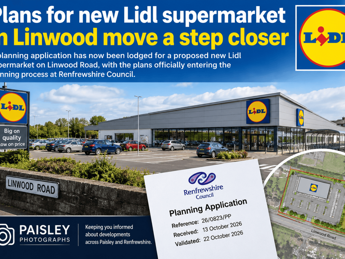 PLANS FOR NEW LIDL SUPERMARKET IN LINWOOD MOVE A STEP&nbsp;CLOSER